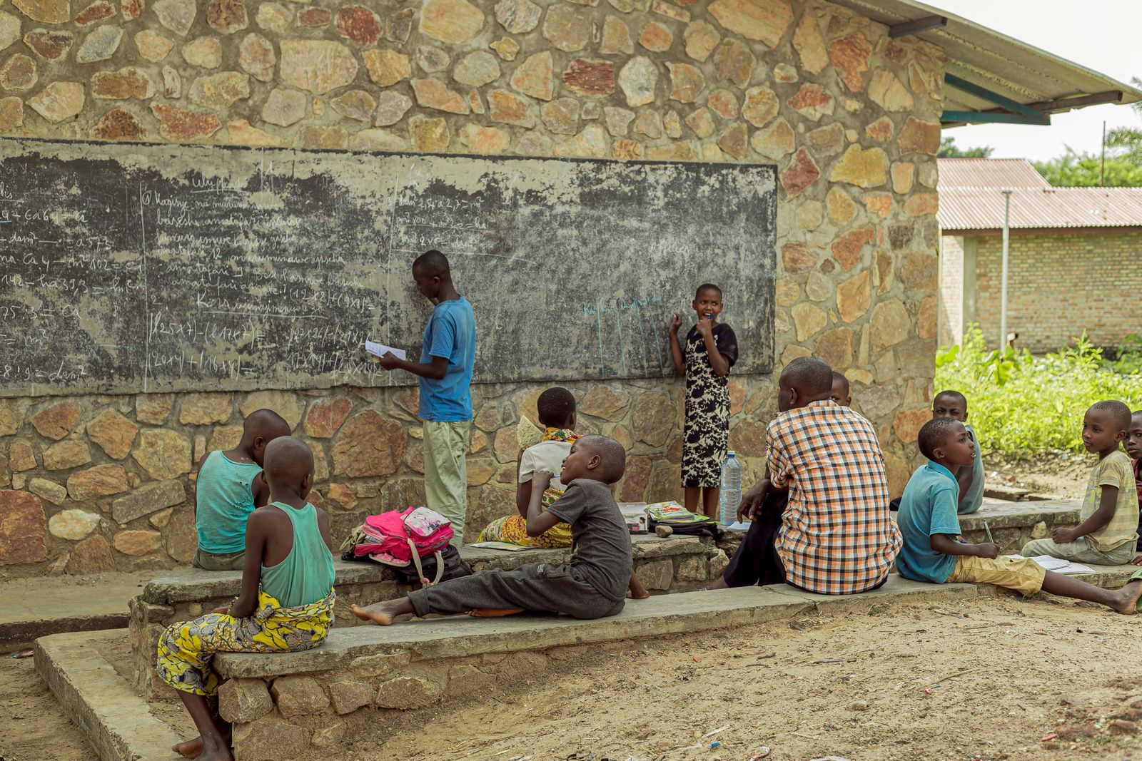 Children in a village classroom